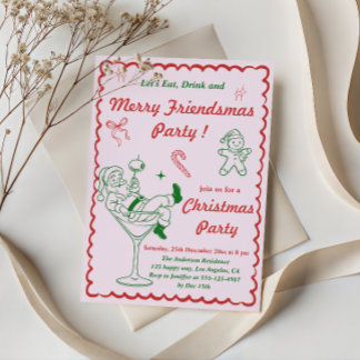 Retro Merry Friendsmas Weihnachtsfeier Einladung