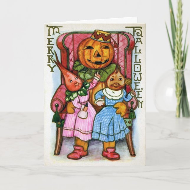 Retro Merry Halloween Card Feiertagskarte (Vorderseite)