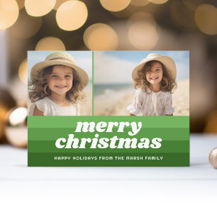 Retro Merry Line Art Green - 2 Foto - 70er Vibe Feiertagskarte