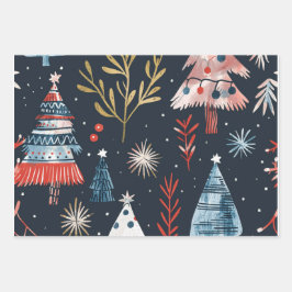 Retro Merry Little Ornament Wrap Geschenkpapier Set