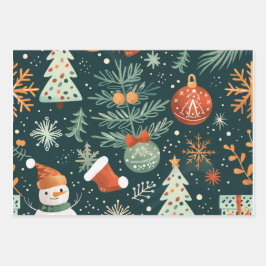 Retro Merry Little Ornament Wrap Geschenkpapier Set