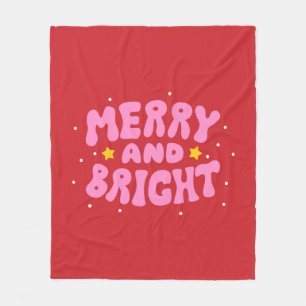 Retro Merry und Bright Holiday Design Fleecedecke