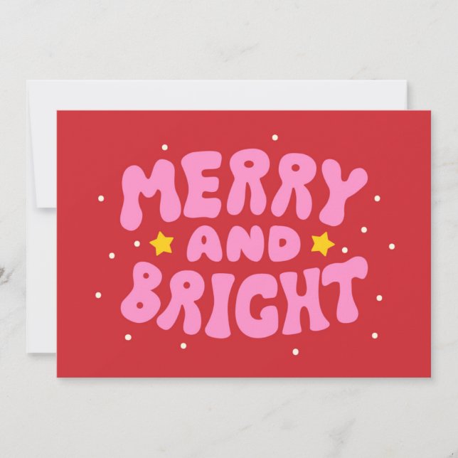 Retro Merry und Bright Holiday Design Karte (Vorderseite)