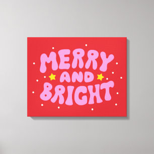 Retro Merry und Bright Holiday Design Leinwanddruck