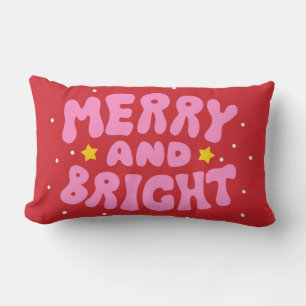Retro Merry und Bright Holiday Design Lendenkissen