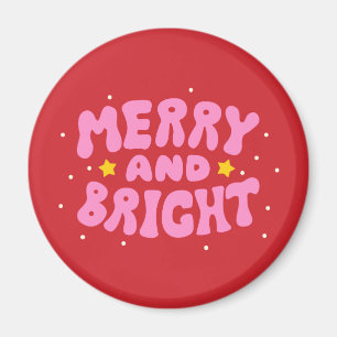 Retro Merry und Bright Holiday Design Magnet
