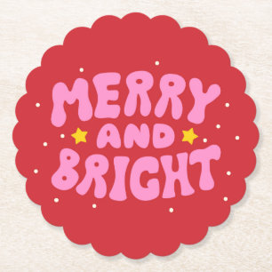 Retro Merry und Bright Holiday Design Untersetzer