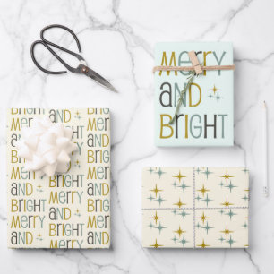 Retro Merry und Bright Midtown Geschenkpapier Set