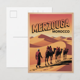 Retro Merzouga sahara camel ride morocco travel  Postkarte