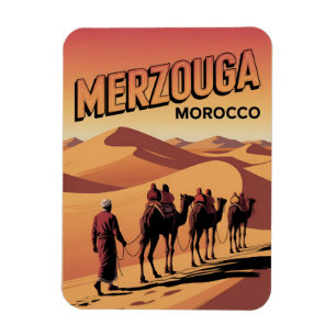 Retro Merzouga Sahara Kamelritt Marokko Reise Magnet