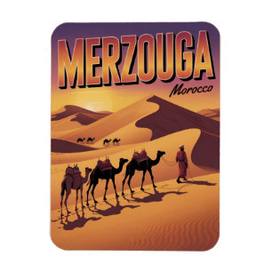 Retro Merzouga Sahara Kamelritt Marokko Reise Magnet