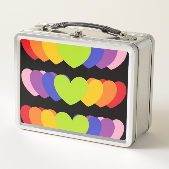 Retro-Metal-Lunchbox mit Regenbogenfarben  Metall Brotdose (Vorderseite)