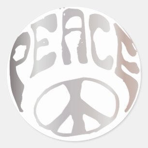 Retro Metallic-Pink Peace Sign Graphic Runder Aufkleber
