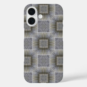 Retro Metallisches Silver Decorative Squares-Muste iPhone 16 Hülle