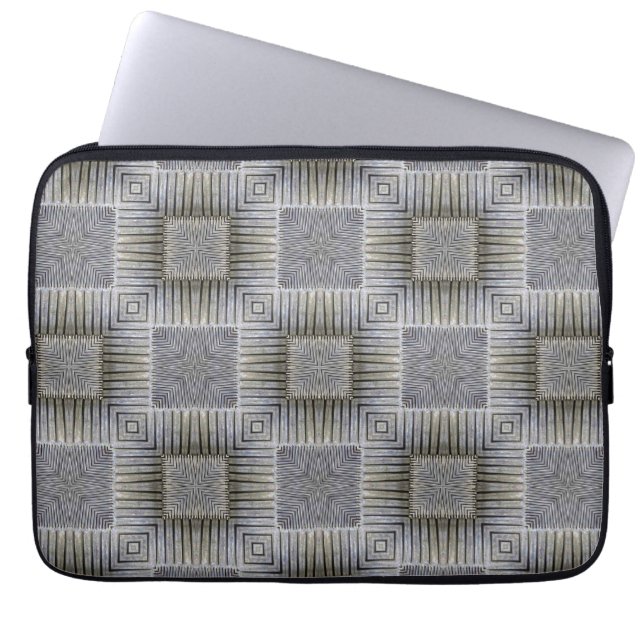 Retro Metallisches Silver Decorative Squares-Muste Laptopschutzhülle (Vorderseite)