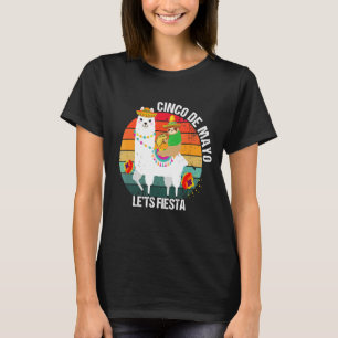 Retro Mexican Sloth Riding Llama Happy Cinco De m T-Shirt
