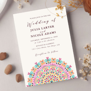 Retro Mexican Terrain Blühend Mandala Wedding Einladung