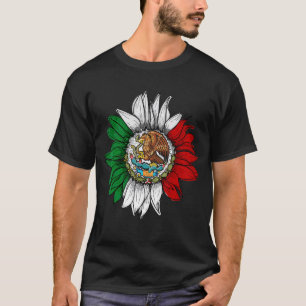 Retro Mexico Flag Sonnenblume mexikanischer Tag de T-Shirt