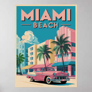 Retro Miami Beach Art Deco - Vintage Travel Poster