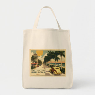 Retro Miami Beach Ocean Drive Postkarte der 20er J Tragetasche