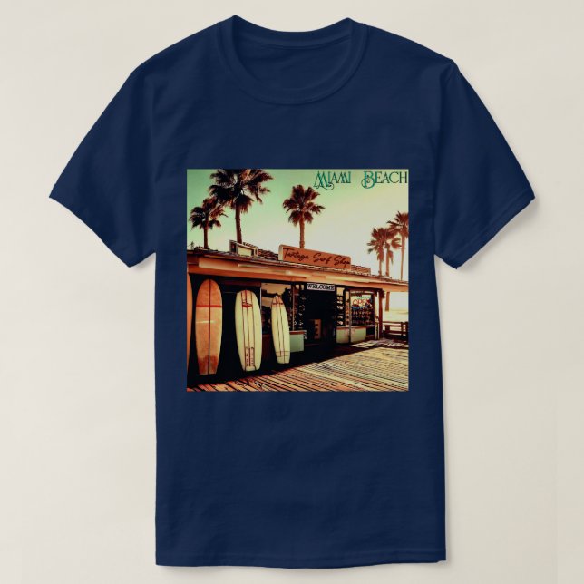Retro | Miami Beach | Surfshop | Unisex | T - SHIR T-Shirt (Design vorne)