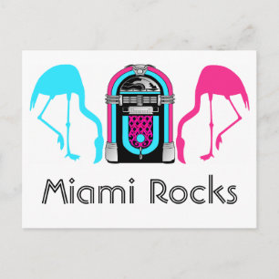 Retro Miami Flamingos Diner Jukebox Postkarte