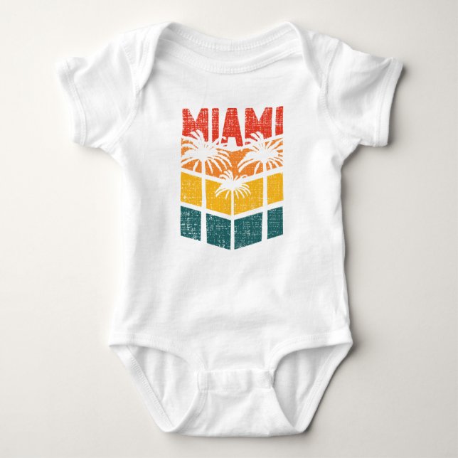 Retro Miami Florida Beach Souvenir Palm Tree 80er Baby Strampler (Vorderseite)