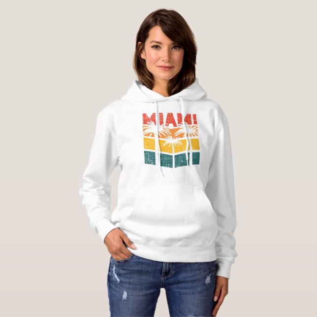 Retro Miami Florida Beach Souvenir Palm Tree 80er Hoodie (Vorne ganz)