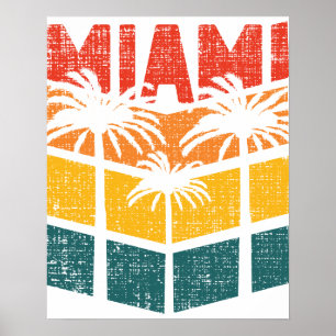 Retro Miami Florida Beach Souvenir Palm Tree 80er Poster