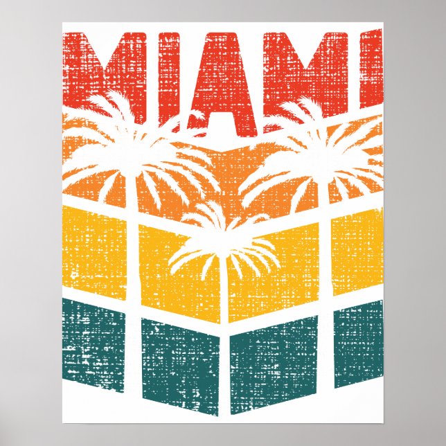 Retro Miami Florida Beach Souvenir Palm Tree 80er Poster (Vorne)
