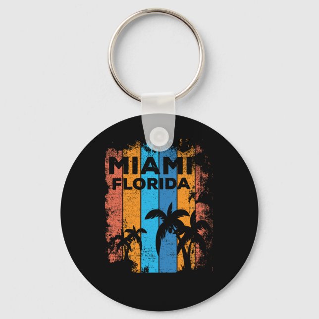 Retro Miami Florida Beach Souvenir Schlüsselanhänger (Vorderseite)