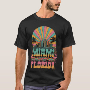 Retro Miami Florida Palmen Skyline Stadtbild T-Shirt