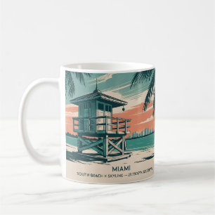 Retro-Miami Florida South Beach Skyline Reise Kaffeetasse