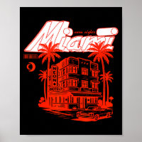 Retro Miami Küsten Nächte Grafik - Vintage Art