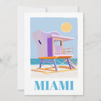 "Retro-Miami-Rettungsschwimmer: Vintage-Strand-Vib Feiertagskarte