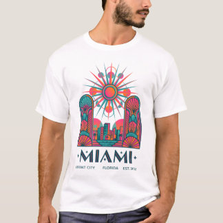 Retro Miami Sunburst Art Deco T-Shirt