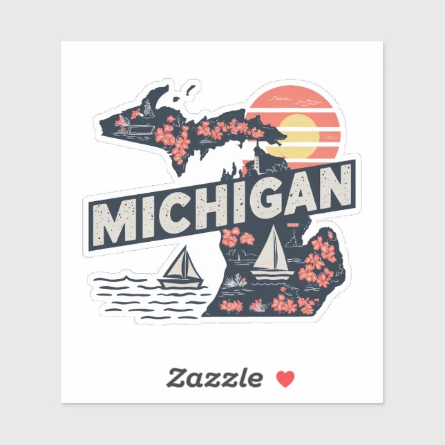 Retro Michigan Staat Sticker (Blatt)