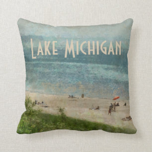 Retro Michigansee-Küstenlinie-Strand-Wurfs-Kissen Kissen