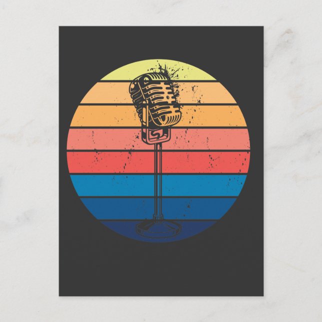 Retro Microphone Graphic Musical Karaoke Singer Postkarte (Vorderseite)