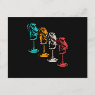 Retro Microphone Mic Vintag Musician Gesang Gesche Postkarte