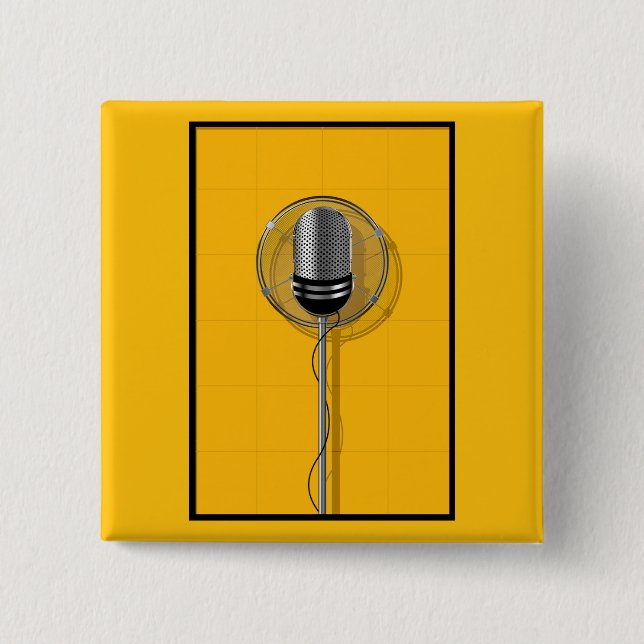 Retro Microphone on Bold Yellow Button (Vorderseite)