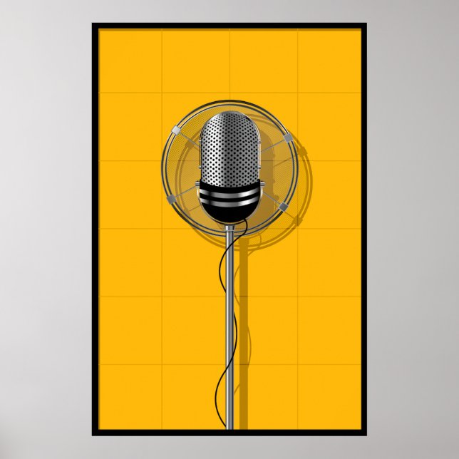 Retro Microphone on Bold Yellow Poster (Vorne)