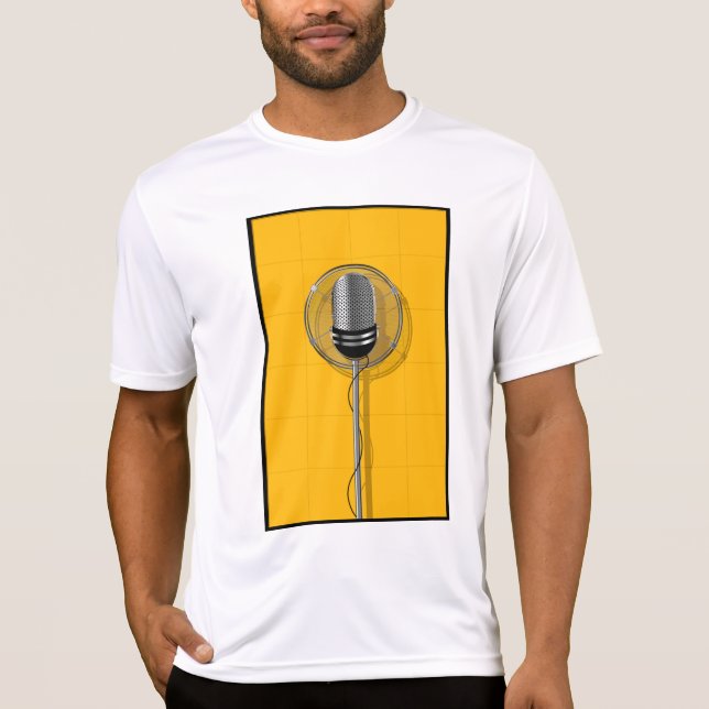 Retro Microphone on Bold Yellow T-Shirt (Vorderseite)