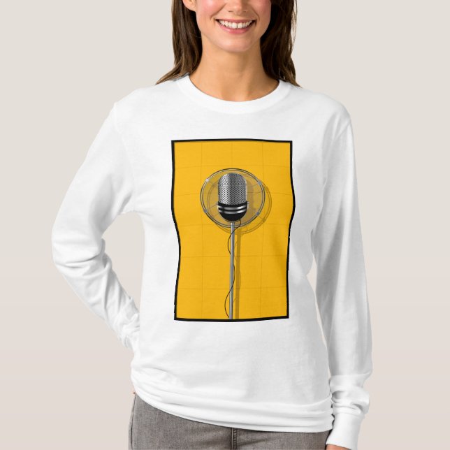 Retro Microphone on Bold Yellow T-Shirt (Vorderseite)