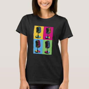 Retro Microphone Pop Music Recording Artist Vintag T-Shirt