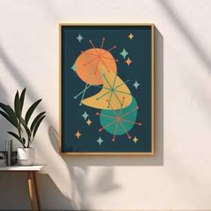 Retro-Mid-Century-Atom-Abstrakte Kunst Poster