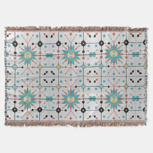 Retro-Mid-Century-Atom-Geometrisches Muster Decke (Vorderseite)