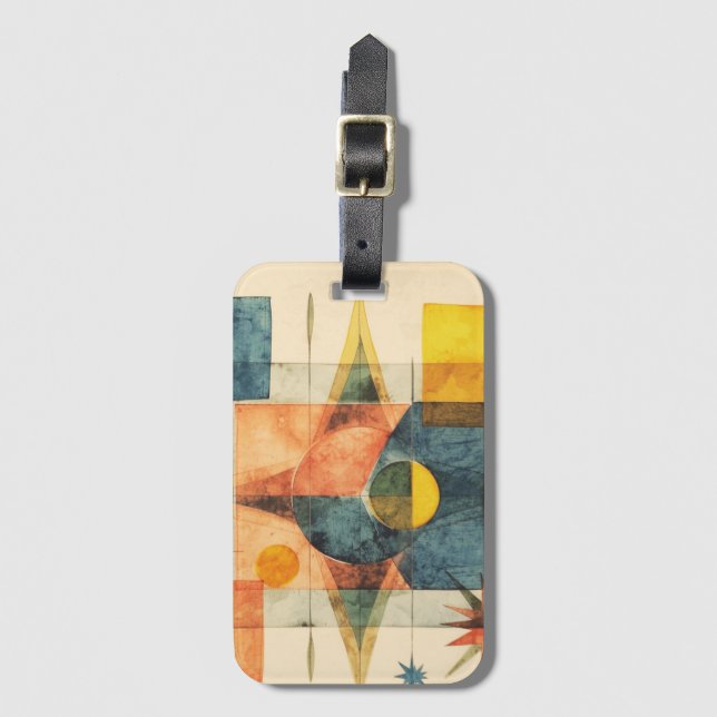 Retro-Mid-Century-Atom-Geometrisches Muster Gepäckanhänger (Vorderseite Vertikal)