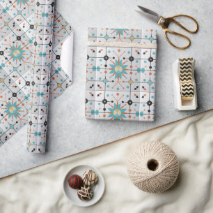 Retro-Mid-Century-Atom-Geometrisches Muster Geschenkpapier