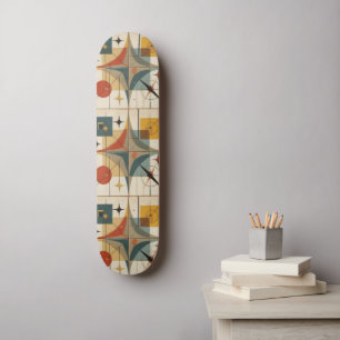 Retro-Mid-Century-Atom-Geometrisches Muster Skateboard